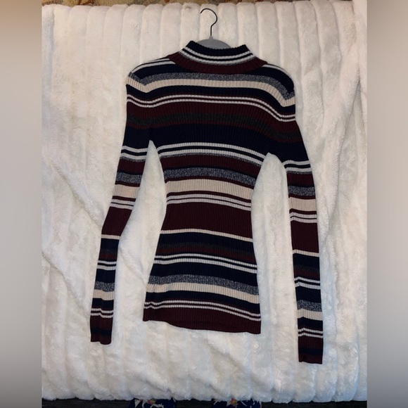 Striped Long Sleeve Turtleneck Sweater - Picture 1 of 5